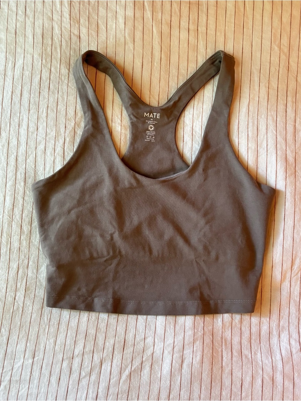 MATE the Label Organic Stretch Crop Racer Tank, medium